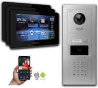 Goliath IP portier vidéo avec caméra 7 pouces code numérique RFID argent : boîte d'encastrement : 7 pouces en noir : 3 moniteurs Nombre : 3 moniteurs Couleur : 7 pouces en noir Montage : boîte d'encas