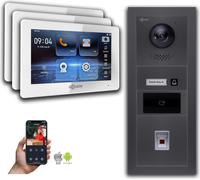 Goliath IP portier vidéo avec caméra 7 pouces Fingerprint RFID Anthracite : Boîte de montage en surface : 7 pouces en blanc : 3 moniteurs Nombre : 3 moniteurs Couleur : 7 pouces en blanc Montage : boî
