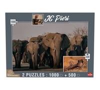 Goliath - Puzzle Adulte - Collection JC Pieri - 2 Puzzles : Eléphant (Namibie - 1000 pièces) et Guépardeau (Zambie - 500 pièces) 923186.004 Noir