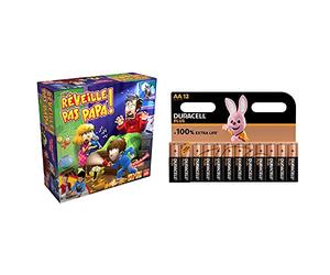 Goliath - Réveille Pas Papa - Jeux d'enfants - à partir de 5 Ans + Piles alcalines AA Duracell Plus, 1,5V LR6 MN1500, Paquet de 12