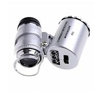 Goliton Mini Microscope de Poche 60x Loupe de Poche Portable Bijoutier LED Lampe Loupe-argenté