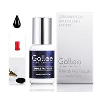 GOLLEE Colle Extension Cils Professionnel Colle a Faux Cils Yeux Sensibles (0.17fl.oz/5ml)/No Tears Formula/Fast 1 sec/Max Bond et 7 semaines/Uniquement pour les professionnels Adhésif pour cils