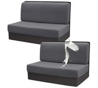 Gollense Lot de 2 Housses de Coussin imperméables et Extensibles de Rechange sectionnelles pour Banquette de Camping-Car - Comprend 2 Housses de Dossier et 2 Housses de Banc (Gris foncé)