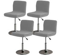 Gollense Lot de 4 housses de tabouret de bar en velours extensible avec dossiers, housses de tabouret de bar de comptoir, lavables avec base élastique pour chaises à dossier bas et court (gris foncé)