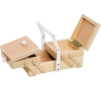 Goki Boîte à couture en bois beige avec poignée blanche