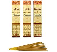Goloka Bâtons d'encens Masala au Bois de Santal, Parfum Chandan, 3 boites