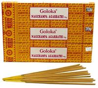 Encens Goloka Nagchampa Agarbathi - 3 boîtes Parfum Nag Champa Bâtonnets d'encens indiens Noir