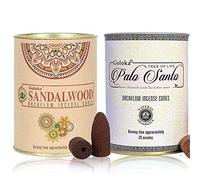 GOLOKA Lot de 2 cônes d'encens à refoulement 48 cônes (bois de santal et palo santo)