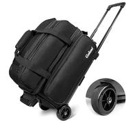 Goloni Sac de Bowling à Double Rouleau avec 2 balles avec Grand Compartiment séparé pour Chaussures de Bowling (jusqu'à US Homme Taille 15) - Poignée rétractable Extensible jusqu'à 101,6 cm, Noir,