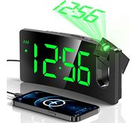 GOLOZA Réveil numérique à projection, avec projecteur rotatif à 180°, variateur de luminosité à 3 niveaux, affichage LED clair, volume progressif, répétition de 9 minutes, réveil numérique pour