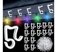 GOLRISEN 100 PCS Attache Guirlande Gouttiere Plastique, Cintres de Décoration d'Arbre, Mini Crochet Guirlandes Noël, Clips Lumière de Noël pour Arbre de Noël, Gouttière de Toit, Boules de Noël(Blanc)