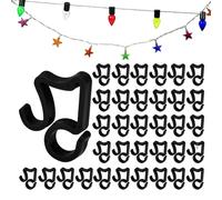 GOLRISEN 100 PCS Attache Guirlande Gouttiere Plastique, Cintres de Décoration d'Arbre, Mini Crochet Guirlandes Noël, Clips Lumière de Noël pour Arbre de Noël, Gouttière de Toit, Boules de Noël(Noir)