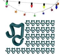 GOLRISEN 100 PCS Attache Guirlande Gouttiere Plastique, Cintres de Décoration d'Arbre, Mini Crochet Guirlandes Noël, Clips Lumière de Noël pour Arbre de Noël, Gouttière de Toit, Boules de Noël(Vert)