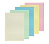 GOLRISEN 100 Pcs Feuille de Papier A5 Feuille de Couleur Feuille Mobile Perforé avec 6 Trous Feuilles Lignées de 28 Lignes de 21*14.2CM pour Élève Professeur Bureau Ecole(Blanc Vert Bleu Rose Jaune)