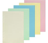 Golrisen 100 Pcs Feuille De Papier A5 Feuille De Couleur Feuille Mobile Perforé Avec 6 Trous Feuilles Lignées De 28 Lignes De 21*14.2cm Pour Élève Professeur Bureau Ecole(Blanc Vert Bleu Ros[Z122]
