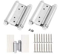 GOLRISEN 2 Pcs Charnières Porte en Acier Inox Paumelle Porte de Doule Action Charniere Meuble Charnières à Ressort à Visser Charniere Porte Battante pour Saloon Café Bar Double Porte(3 inch)