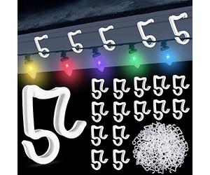 GOLRISEN Lot de 100 crochets multifonctions en forme de S pour éclairage de Noël, décoration de sapin de Noël, gouttière, balcon, fenêtre, blanc
