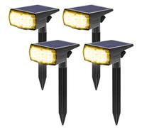 GOLUMUP 36 LED Spot Solaire Extérieur, Lampe Solaire Etanche IP67, Projecteur Solaire Exterieur 860LM avec 2 Modes d’Éclairage pour Jardin, Cour, Allée, Chemin, Trottoir, Terrasse, Blanc chaud - 4PCS