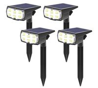 GOLUMUP 36 LED Spot Solaire Extérieur, Lampe Solaire Etanche IP67, Projecteur Solaire Exterieur 860LM avec 2 Modes d’Éclairage pour Jardin, Cour, Allée, Chemin, Trottoir, Terrasse, 4 Pack