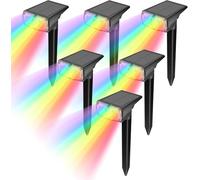 GOLUMUP Lumiere Solaire Exterieur Jardin Multicolores RVB, 8 Couleurs Fixes et 1 Couleur de Boucle, Étanches IP67 Lampes Solaires de Jardin LED, Cour, Allée, Chemin et Camping - 6 Pack