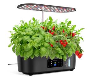 GOLUMUP Potager d'intérieur 13 Pots Jardin Interieur, Potager Interieur avec Deux Modes de Croissance, avec Lampe Culture LED, avec Minuterie Automatique, Hauteur Réglable, Noir