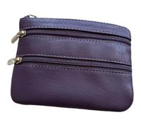 Golunski Porte-monnaie en cuir souple avec 3 fermetures éclair, violet, Pochette à monnaie