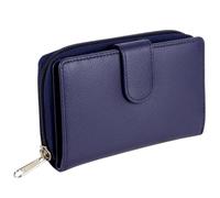 Golunski Portefeuille en cuir avec fermeture éclair pour femme Taille M, bleu marine, Taille unique, Contemporain
