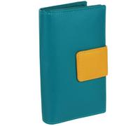 Golunski Portefeuille en cuir coloré avec fermeture éclair pour femme, Turquoise/jaune, Taille unique, Contemporain