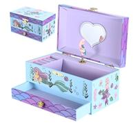 GOLXUWO Boîte à Bijoux Musicale Sirène Fille avec Figurine Sirène qui Tourne et Miroir - Cadeau d'Anniversaire et de Noël pour Fille 3-10 Ans（Violette）