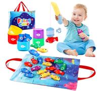 GOLXUWO Giochi di Pesca per Bambini, Giocattoli Montessori da 1 a 3 Anni, Giocattoli educativi adatti Come Regali di Compleanno per Bambini da 1 a 3 Anni