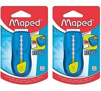 Gom Stick Universal - Gomme Blanche Avec Étui De Protection - Porte-Gomme Rechargeable - Rétractable - Sans Phtalates - Sans Pvc - Coloris Bleu (Lot De 2)[Z164]