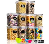 GoMaihe 1.6L Boite de Rangement Cuisine Lot de 10, Bocaux Hermetiques Alimentaires en Plastique Scellée avec Couvercle, pour Stocker Les Cereales, Pâtes, Farine, Nourriture pour Animaux de Compagnie