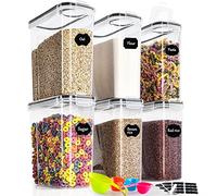 GoMaihe 4L Boite de Rangement Cuisine Lot de 6, Bocaux Hermetiques Alimentaires en Plastique Scellée avec Couvercle, pour Stocker Les Cereales, Pâtes, Farine, Nourriture pour Animaux de Compagnie