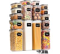 GoMaihe Boite de Rangement Cuisine 16 Set, Bocaux Hermetiques Alimentaires en Plastique Scellée avec Couvercle, Pour Stocker les Cereales, Pâtes, Farine, Nourriture pour Animaux de Compagnie