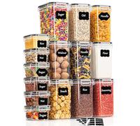 GoMaihe Boite de Rangement Cuisine Lot de 15, Bocaux Hermetiques Alimentaires en Plastique Scellée avec Couvercle, pour Stocker Les Cereales, Pâtes, Farine, Nourriture pour Animaux de Compagnie