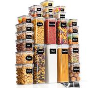 GoMaihe Boite de Rangement Cuisine Lot de 24, Bocaux Hermetiques Alimentaires en Plastique Scellée avec Couvercle, Pour Stocker les Cereales, Pâtes, Farine, Nourriture pour Animaux de Compagnie