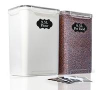 GoMaihe Lot de 2 bocaux de conservation XXL grand récipient de 9,5 L avec étiquettes et marqueurs | Boîte de rangement idéale pour 4,5 kg de riz | Couvercle hermétique | Sans BPA