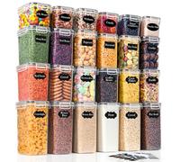 GoMaihe Lot de 24 bocaux hermétiques avec couvercles : bocaux de conservation avec étiquettes | Boîtes de rangement pour céréales, farine, corn flakes et sucre | Sans BPA | Compatible lave-vaisselle