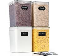 GoMaihe Lot de 4 grands bocaux de conservation pot à farine de 5,2 L avec étiquette et marqueur | Boîte hermétique idéale pour 2,2 kg de sucre | Sans BPA | Passe au lave-vaisselle