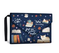 GOMAKERER 1 étui étanche pour livres pour amateurs de livres, étui de protection pour livres imprimés avec chat livre en tissu, lavable avec poche avant et bouton pour livres de poche, 30 x 23 cm