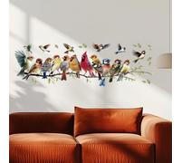 GOMAKERER 1 feuille D'Autocollant Mural Auto Adhésif Affiches et Impressions Murales Oiseaux Cardinaux Sur les Branches Stickers Muraux Autocollants Créatifs pour L'Art Mural Décoration Intérieure