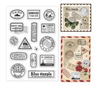 GOMAKERER 1 feuille Tampon Transparent pour la Fabrication de Cartes Timbres Poste Vintage Réutilisables en Silicone Matrices en Caoutchouc Transparentes Rétro pour Scrapbooking Bricolage Album