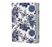 GOMAKERER 1 housse de protection en tissu élastique réutilisable pour livre de poche jusqu'à 20,3 x 27,9 cm - Motif rose bleue
