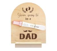 GOMAKERER 1 panneau D'Annonce de Grossesse en Bois Vous Allez Être Papa Test de Grossesse en Bois Souvenir avec Base et Ficelle Révélation de Grossesse au Mari Papa Futur Cadeau à Afficher