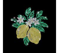 GOMAKERER 1 pièce de Strass Thermocollants Citron Écusson Thermocollant Feuilles de Citron Transfert à Chaud Décoration pour Vêtements T Shirts Chapeaux Vestes Fêtes