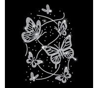 GOMAKERER 1 pièce Strass Thermocollants Papillon Incurvé Écusson Thermocollant Blanc Transfert à Chaud Motif Cristal pour Vêtements T Shirts Chapeaux Vestes Fêtes et Autres Occasions Spéciales