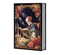 GOMAKERER 1 pochette de Livre Élastique Gothique en Tissu Protège Livre Extensible Motif Rose Crâne Jusqu'À Épaisseur en Tissu Élastique Réutilisable pour Cahiers à Couverture Rigide Souple Manuels