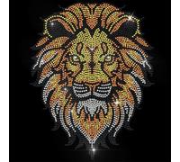 GOMAKERER 1 transfert de Strass Thermocollant Lion Hot Fix Iron On Patch Transfert Décalcomanies Cristal Transfert de Chaleur Vêtements Réparation Décoration pour Vêtements Veste Jeans Sacs à Dos Sacs