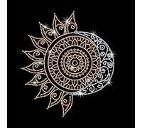 GOMAKERER 1 Transfert de Strass Thermocollant Mandela Moon Appliques Décoratives Hot fix Transferts de Chaleur en Cristal Patchs de Réparation de Vêtements pour T Shirts Chapeau Décor de Veste