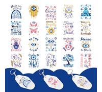 GOMAKERER 10 feuille Autocollants De Transfert DTF Cup Wrap Autocollants UV DTF Evil Eye avec Citation Inspirante Thème Positif Autocollants de Transfert à Frotter pour Porte Clés D'Hôtel